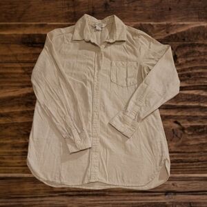 "OLD NAVY" WOMEN'S THE TUNIC SHIRT ~ BEIGE BUTTON-DOWN LONG-SLEEVE SZ. SP